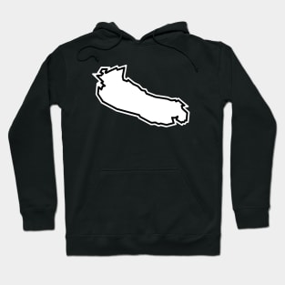 Gabriola Island Outline in Bright White with Black Outline - Gabriola Island Hoodie